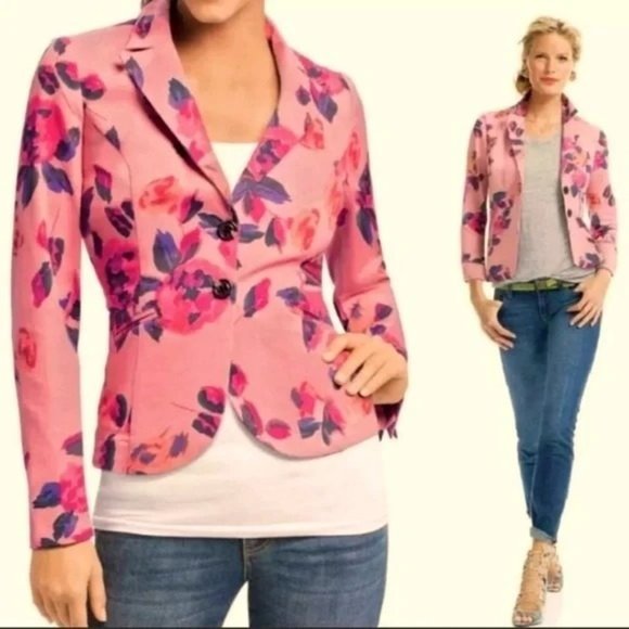 Cabi 8 Pink Floral Blazer Jacket Twee Academia Career Office 804 ROSE GARDEN - Picture 8 of 8